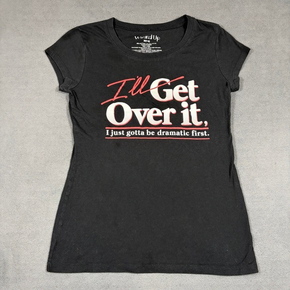 Wound Up Other - Wound Up Graphic Tee Girls Size M Black Dramatic Slogan Shirt